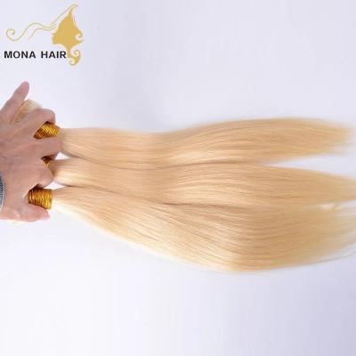 China Silky Straight Wave Color Raw Hair 613 Supplier Straight Cuticle Aligned Single Drawn Double Weft Brazilian Virgin Hair Bundle for sale