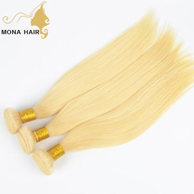 China Natural Raw Indian Blonde Hair Cuticle Aligned High Quality Silky Straight Real Hair Virgin Hair Bundles 12A 613 Wave Extension Weft Wholesale for sale