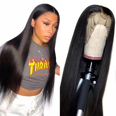 China Wholesale Price 100% Barely Shedding Soft Thick Virgin Hair Lace Front Wigs Bone Straight Human Hair Brazilian Wigs for sale