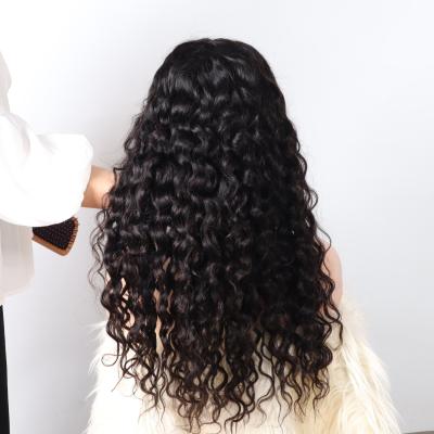 China Factory Price Virgin Brazilian Natural Deep Wave 5x5 Hd Human Cuticle Aligned Lace Closure Thick Sheer Barely Shedding Wig for sale