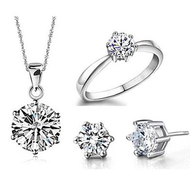 China Hot Selling Zircon 925 Silver Classic Vintage Sample Trendy Jewelry Set for sale