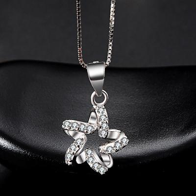 China TRENDY S925 Sterling Silver Necklace Five-Pointed Star Necklace Pendant Hollow Out Zircon Couples Necklace for sale