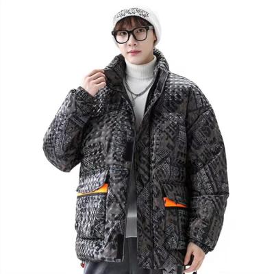 China Windproof Loose Boy Down Jacket Letter Stitching Padded Down Jacket Men's Collar Stand Collar Men's Down Jacket OEM Comic for sale