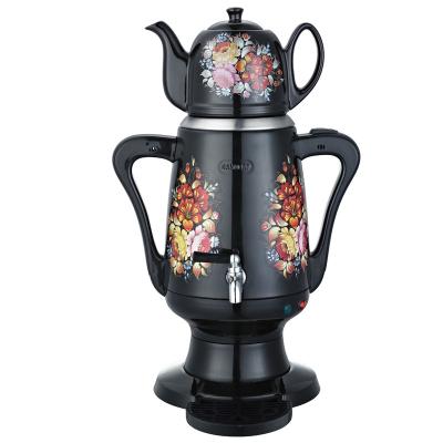 China 360 Base 3.5L Degree Rotation Russian Electric Samovar Kettle Turkish Tea Maker With Flower Pattern for sale