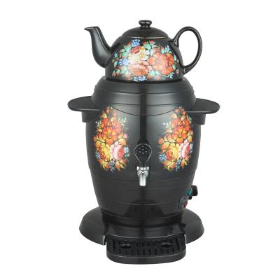 China 360 Degree Rotating Electric Turkish Iranian Flower Painted Samovar Teapot Samovar Electric Kettle Base 3L Samovar Tea Maker for sale