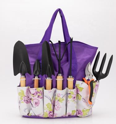 China Plastic 11PCS Electroplate garden shovel rake fork single frok scoop tools cloth package floral tools set for sale