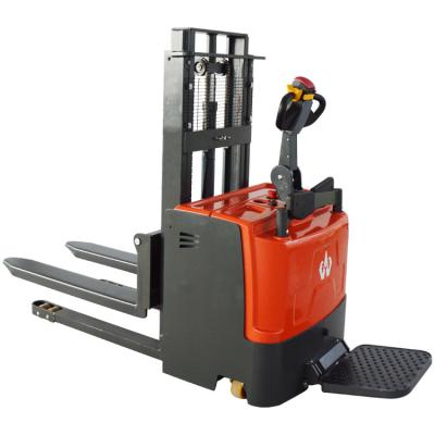 China Hotels Powerful Battery Stand-Up Stacker Electronic Steering Electric Pallet Truck For Container for sale