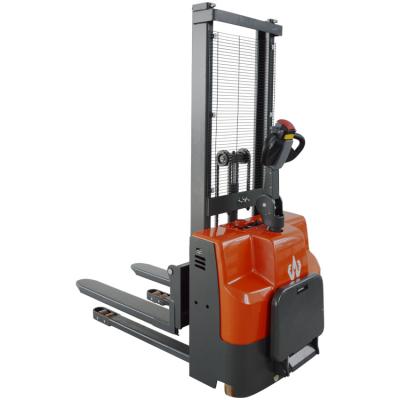 China Hotels 1.6m 2m 2.5m 3m 1 Ton 1.5 Ton Load Hydraulic Walkie Electric Straddle Stacker Forklift for sale