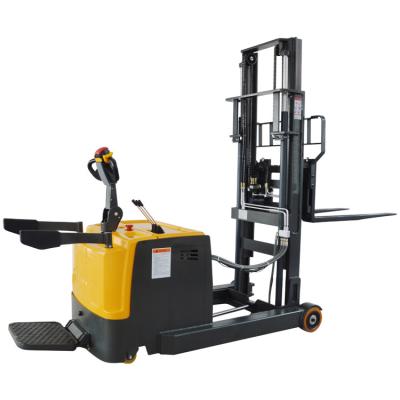 China Hotels Factory Station Driving Full Hydraulic Legless Forklift Forward Lifting Electric Stacker for sale