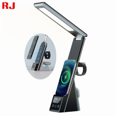 China High Speed ​​Multifunctional LED Table Desk Lamp with Wireless Charger and Alarm Clock for iphone pro iwatch airpods for sale