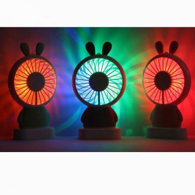 China Cute Colorful Rabbit Mini Rechargeable Handheld Desk Fan Handheld USB Charging USB Neck Lights Bear Hanging Fan for sale