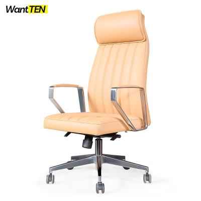 China Orange Minimalist Waiting Room Office Back Office Swivel Executive Leather Chair for sale