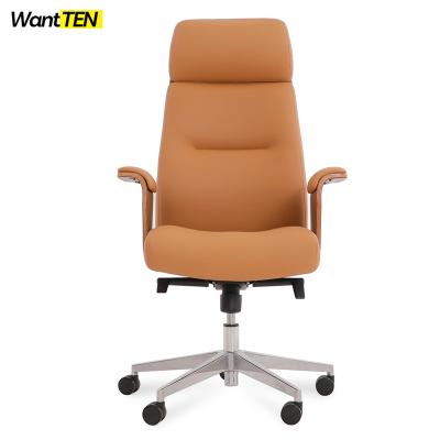 China Boss High Back Lounge PU Designer Office Chair With White Leather Casters Adjustable (Height) for sale