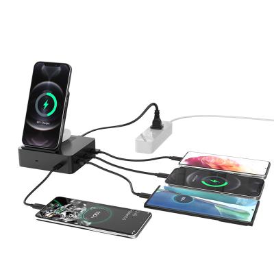 China 15W Max Wireless And Usb Charging Station All Qi Enabled Multi Phone Wireless Charger for sale