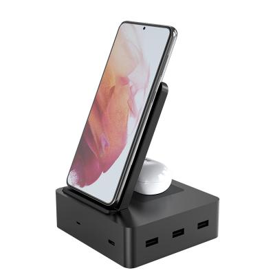 China OEM Logo 316g Wireless Usb Charging Station 6 In 1 Wireless Charger  For Airpods for sale