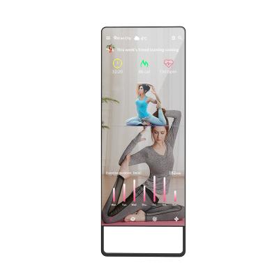 China Indoor 43 Inch Fitness Room Floor Stand Gym Smart Exercise Mirror LCD Touch Screen Digital Magic Signage Interactive Mirror for sale