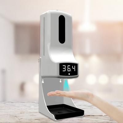 China Auto Temp Detect Hands Free Alcohol Spray Thermometer K9 Pro Automatic Soap Dispenser for sale