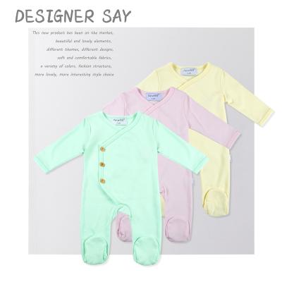 China Eco-friendly Customized Design Baby Footie Romper Long Sleeve Cotton Baby Pajamas Breathable Newborn Clothes for sale