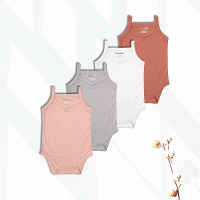 China Brand Breathable Custom High Quality Boutique Bamboo Baby Clothes Romper Onesie Solid Color Baby Sleeveless Baby Bodysuits Bamboo Vests for sale