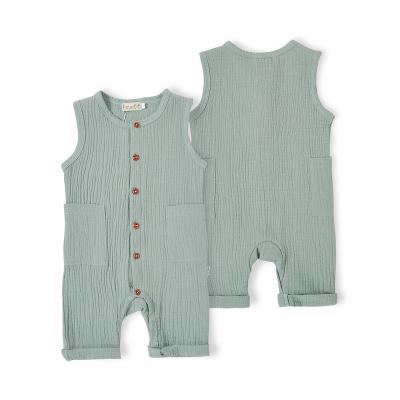 China Factory muslin baby romper sleeveless baby clothes custom made neutral muslin boys girls jumpsuits rompers jumpsuit for sale