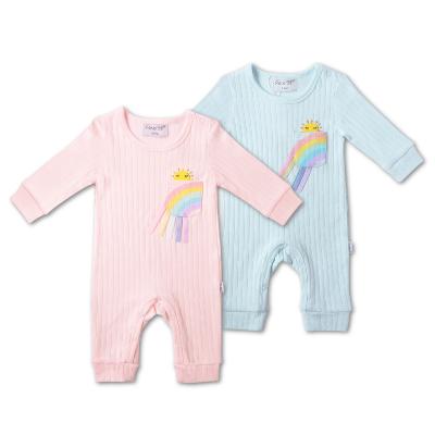 China Luxury Baby Romper Jacquard 100% Cotton Long Sleeve Rainbow Unisex Infant Baby Clothes for sale