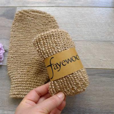 China EXFOLIATE Wellflyer Natural Biodegradable Canvas Hemp Exfoliating Body Gloves for sale