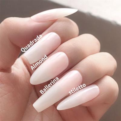 China WELLFLYER French Clear and Cover Natural Acrylic Half Ballerina Ballerina Almond False Nail Tips for Nail Salons and DIY Nail Art for sale