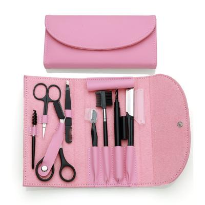 China Wholesale Wellflyer Madam Purse Packaging Eyebrow Eyelash Set Eyebrow Tweezers and Eyebrow Brush Scissor Kit for sale