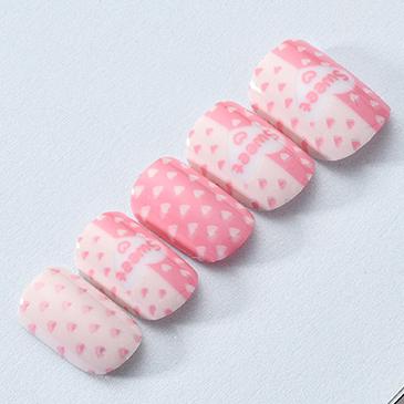 China WELLFLYER-24 Pcs Square Design False Nails Natural Press On Artificial Fake Nail Design41 Cute For Kids And Adults for sale