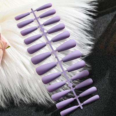 China WELLFLYER Design Long Ballerina Coffin False Nails Matte Flexible Purple Press On Finger Office Daily Wear False Nail Tips for sale