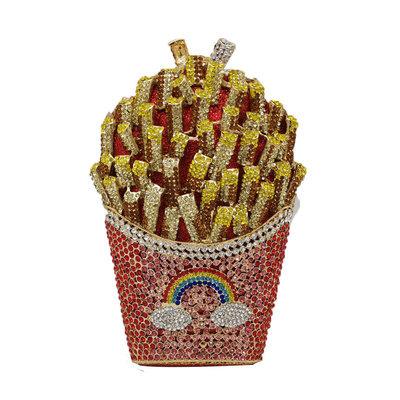 China Fashion Rhinestone Crystal French Fries Shape Evening Designer Diamond New Luxury Clutch Bags Women Handbags Ladies Pinch for sale