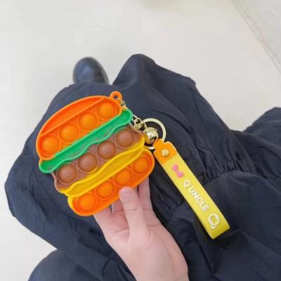 China Amazon Sale Silicone Mini Keychain Push Bubble Sensory Noise Hot Eco-friendly Material Toy Heart Square Keychain for sale