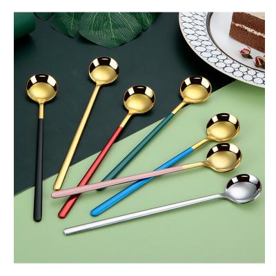 China Disposable Long Leg Teaspoon Stainless Steel Drinks Mixing Spoon Bar Tools Small Long Spoon for sale