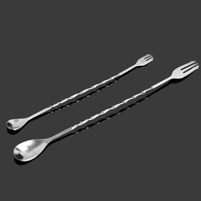 China Stainless Steel Disposable Professional High Quality Long Bar Spoon Double Ends Available With Fork for sale