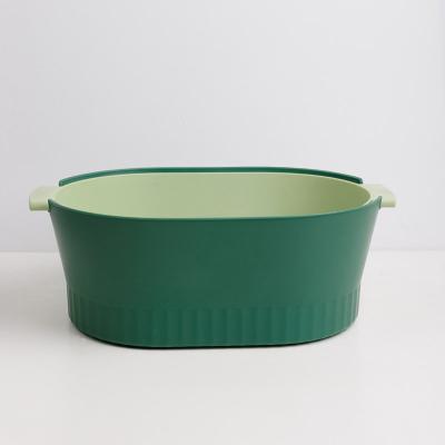 China Sustainable Plastic Double Drain Basket Vegetable And Fruit Universal Drain Basket For Kitchen for sale