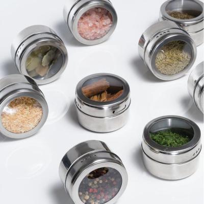 China Sustainable Kitchen Accessories Food Grade Durable Magnetic Stainless Steel Spice Jars for sale