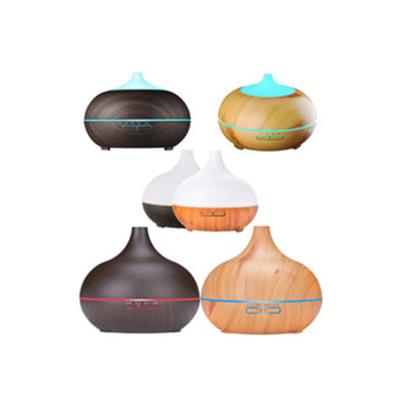 China 550ml Wood Grain Aroma Diffuser Home Decoration 550ml Household Essential Oil Colorful Ultrasonic Air Humidifier Maker for sale