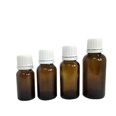 China Chemical 5ml Amber Dropper Bottles Wholesale Essential Oil Bottles With 18mm White Cap for sale