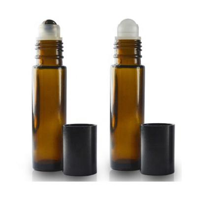 China 10ml Amber Perfume Roller Bottles Essential Oil Cosmetic Roller Bottles On Sale for sale