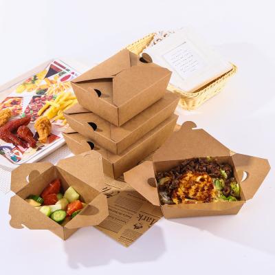 China Recyclable Salad Takeout Box Fried Chicken Bento Lunch Box Paper Packaging Disposable Fast Food Cardboard for sale