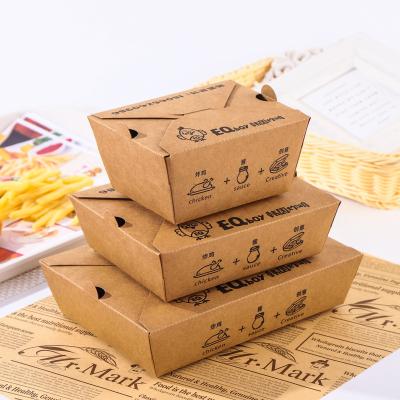 China Recycled Materials Lunch Box Wrapping Paper Fast Food Disposable Box With Duct Hole Square Bento Fried Chicken Packing Box for sale