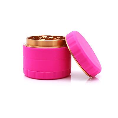 China Matte White Black Pink Soft New Colors Zinc Alloy Grinder Silicone Tobacco Herb Grinder Smoking Rubber Smoking Grinder Wholesale for sale