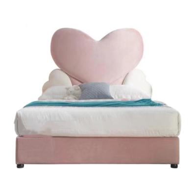 China Heart creative pink children's sofa bed fashion American personality peach bed fabric single bed princess mattress modern mattress bed for sale