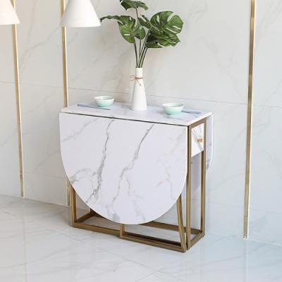 China Factory Wholesale Marble Legs Foldable Dining Table Top Stainless Steel Folding Storage Dining Table Set With Chair for sale