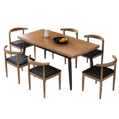 China Direct Selling Customized Solid Wood Dining Tables 6 Chairs Furniture Practical Simple Family Dinner Set for sale