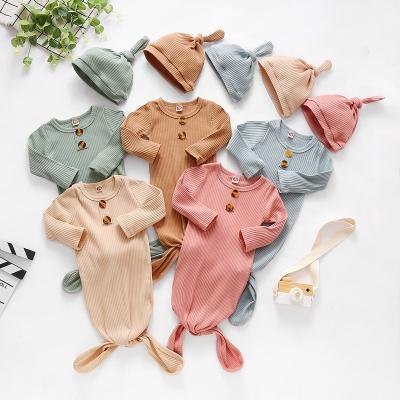 China Antibacterial Newborn Baby Dresses Infant Ribbed Envelope Tied Sleepwear Sleepwear Sleepshirts Boys Girls Long Sleeve Equipment Dress for sale