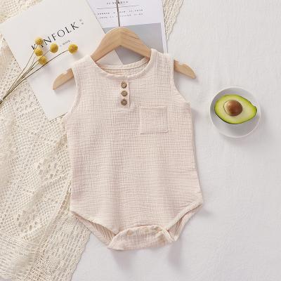 China Breathble O-Neck Plaid Clothing Baby Rompers Sleeveless Summer Boutique Comfortable Hot Sale Baby Rompers for sale