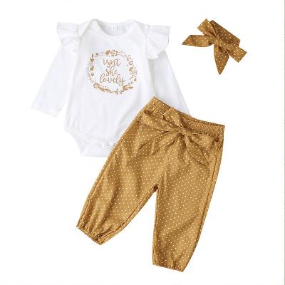 China 2021 New Arrival High Quality Anti-shrink Fashion Newborn Baby 3 Piece Set Spring Drop Outfits for sale