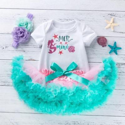 China Breathble New Summer Babies Cozy Wholesale Tutu Dress Romper Little Mermaid Baby Birthday Clothes Boutique Sets for sale