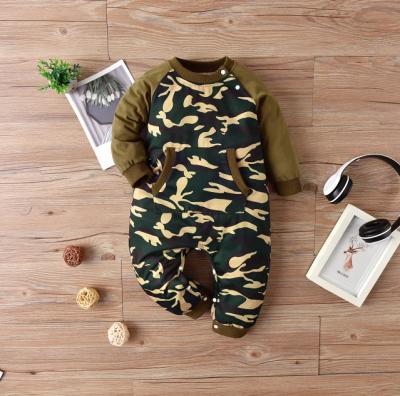 China Comfortable Breathble Newborn Baby Boys Camouflage Romper Overalls Long Sleeve Playsuit for sale